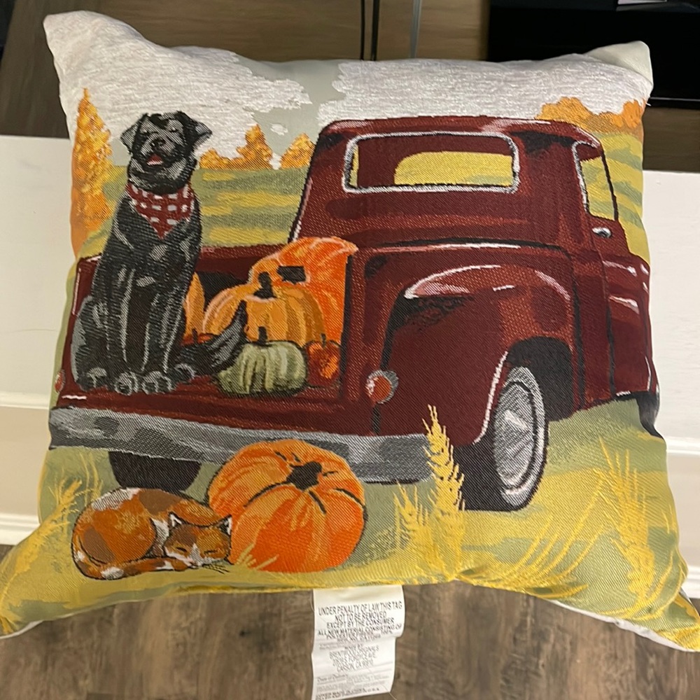 Cute Fall Truck Dog Pillow